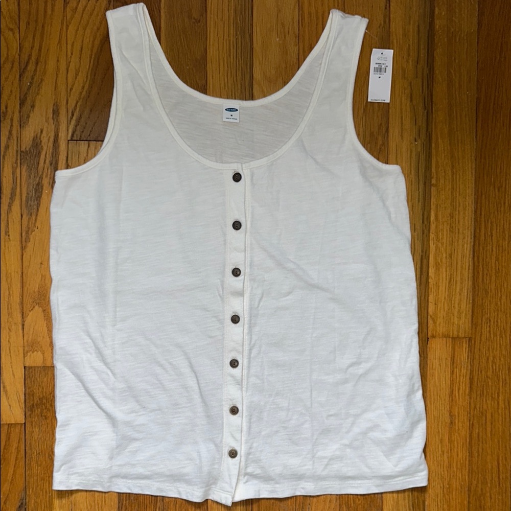 Old Navy White Buttoned Tank Top